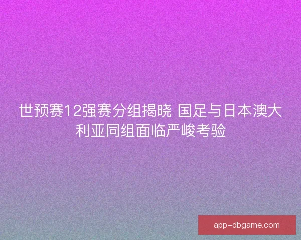 世预赛12强赛分组揭晓 国足与日本澳大利亚同组面临严峻考验